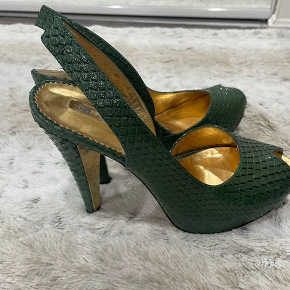 [8]🐊Killer Crocodile Peep Toe Heel | Women’s|Report Signature| Snakeskin Green - Picture 2 of 11